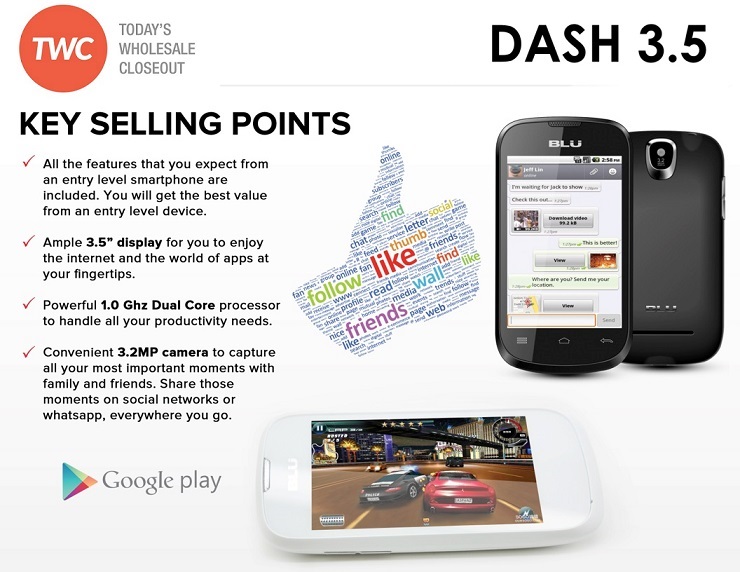 Wholesale BLU Dash 3.5 Key Selling Points Phones